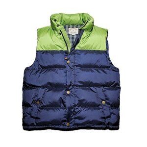 Brooks Brothers 346 Vest Jacket Medium Down Puffer Blue Green Full Zip Lined